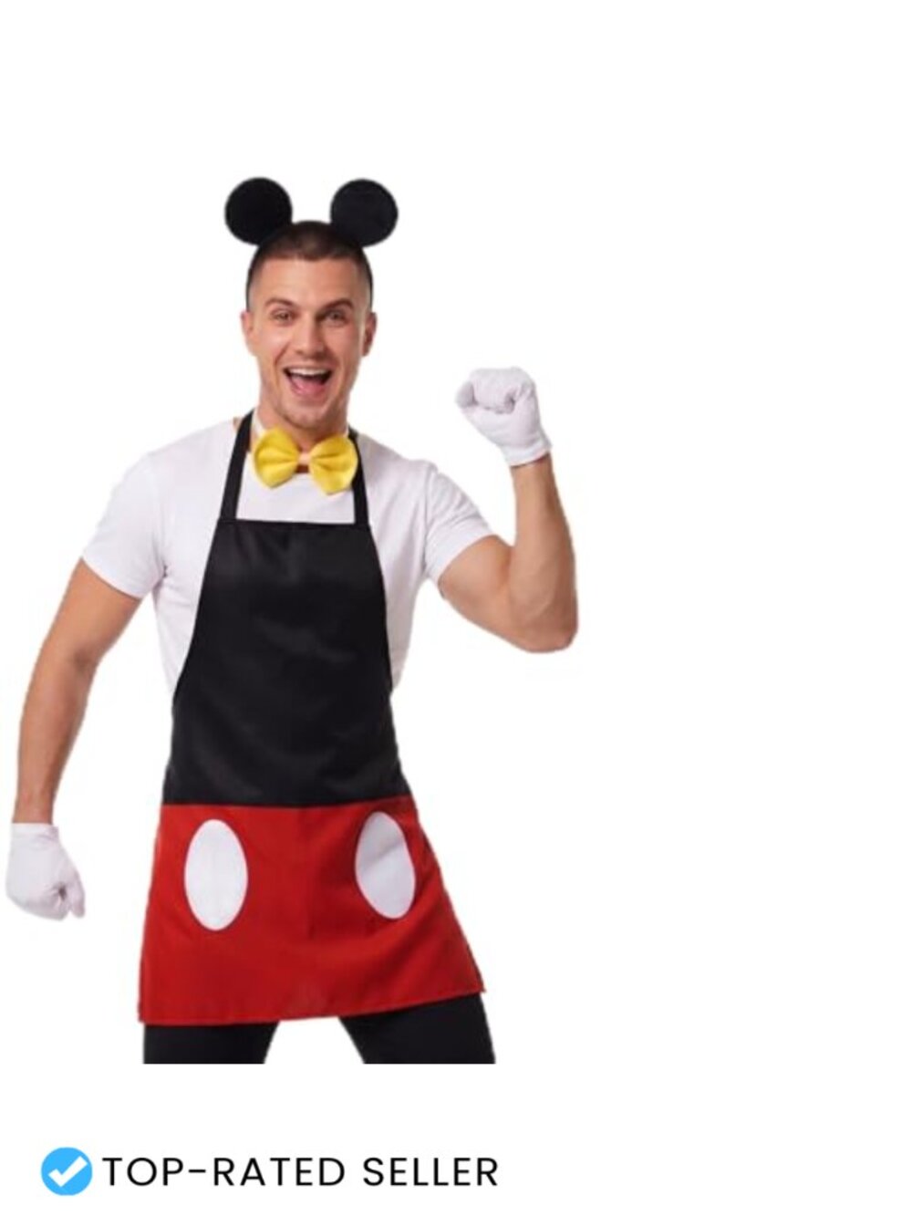 Mouse Costume 4Pc Set Apron Ears Gloves Bow Tie Halloween Cosplay